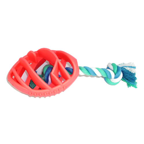 Rubber Football Chew Toy with Tug Rope - Gitau Pets